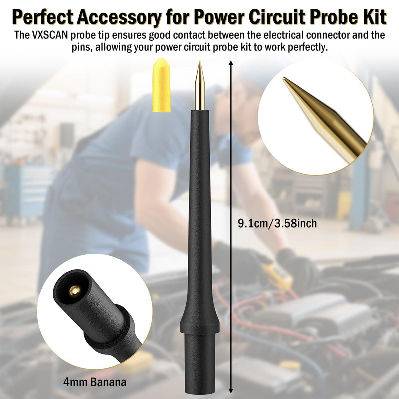 [Australia - AusPower] - 1 Pack Probe Tip 4Mm Banana Jack 3 Probe Accessories Compatible with Power Circuit Probe Kit, Use for Autel and Other Brands Automotive Circuit Tester Electrical System Diagnosis 