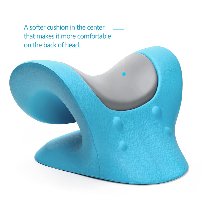 [Australia - AusPower] - RESTCLOUD Comfortable Neck Stretcher for Neck Pain Relief, Neck and Shoulder Relaxer Cervical Neck Traction Device for TMJ Pain Relief and Muscle Relax, Cervical Spine Alignment Chiropractic Pillow Blue 