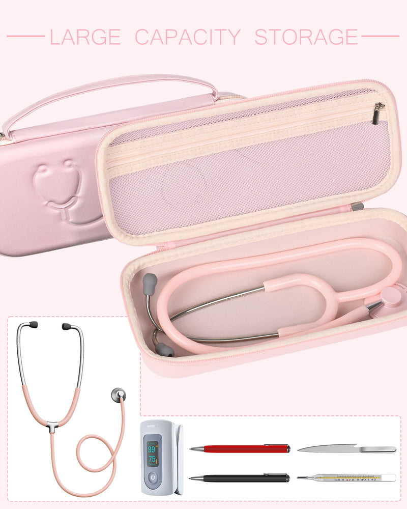 [Australia - AusPower] - Hard Stethoscope Case for 3M Littmann Classic III, Lightweight II S.E, MDF Acoustica Stethoscope, Stethoscopes Carrying Case with Mesh Bag for Nurse Accessories Gauze Penlights Cotton Swabs PINK-YELLOW 