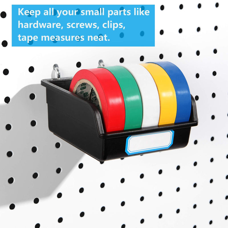 [Australia - AusPower] - Pegboard Bins with Hooks and Labels, for Organizing Accessories, 10 Packs, Black 
