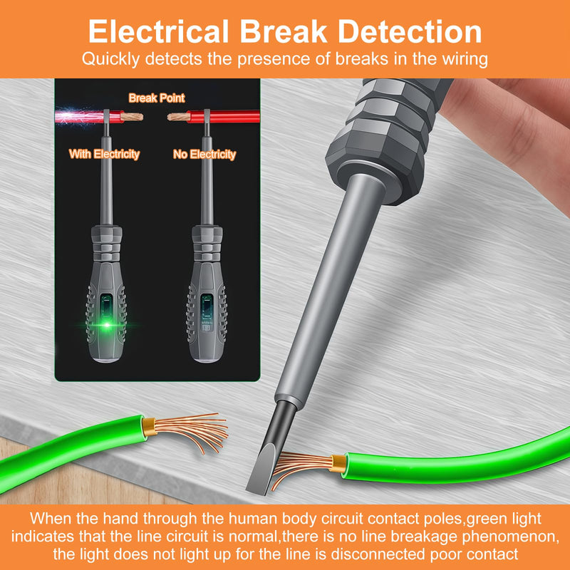 Phase Tester Screwdriver Voltage Tester Screwdriver Pack of 8 | 2-in-1 power tester with strong torque and magnet, chamfer tester, power screwdriver, for detecting DC circuits