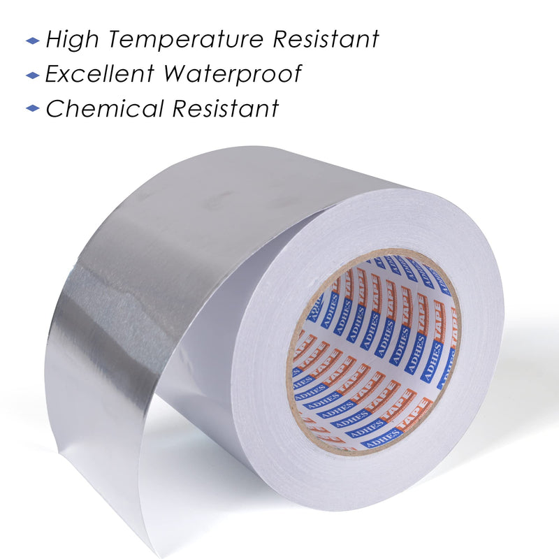 ADHES Premium Aluminum Foil Tape, 4 Inch x 164 Feet (55 Yards), Heat Proof Tape Withstand from 80°C to 100°C, Metal Duct Tape for HVAC, Sealing & Patching, Dryer Vents Pipe 100mm x 50m 1
