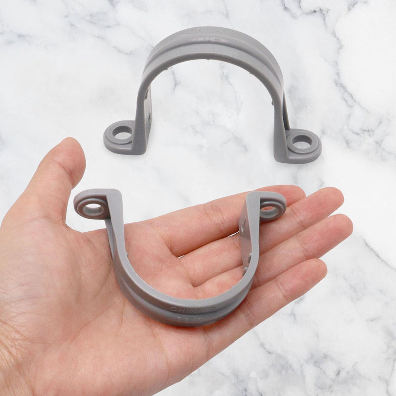 [Australia - AusPower] - 1-1/2 Inch PVC Pipe Strap, 2-Holes Conduit Pipe Clamps Plastic Pipe Supports (10 Pcs) 10 1-1/2 inch 