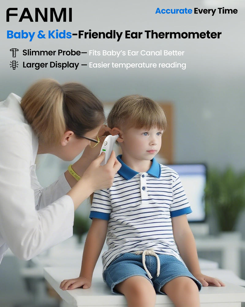 [Australia - AusPower] - Ear Thermometer for Adults and Kids, Real-Time Dynamic Tympanic-Sensing Probe, 1-Button, 1-Second Result, Large LED Display for Easy Use & Reading 