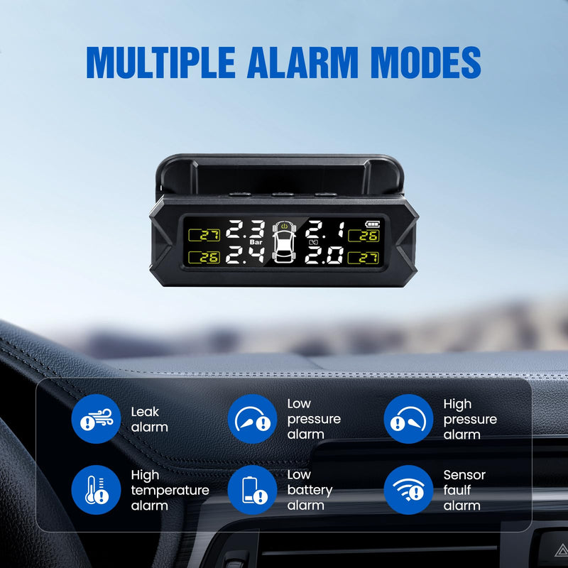 [Australia - AusPower] - TPMS Tire Pressure Monitoring System Solar Wireless TPMS Sensor Kit Angle Adjustable Solar Powered 14-87PSI Real Time Detect IP68 Waterproof for RV, Camper, Travel Trailer and Trailer 