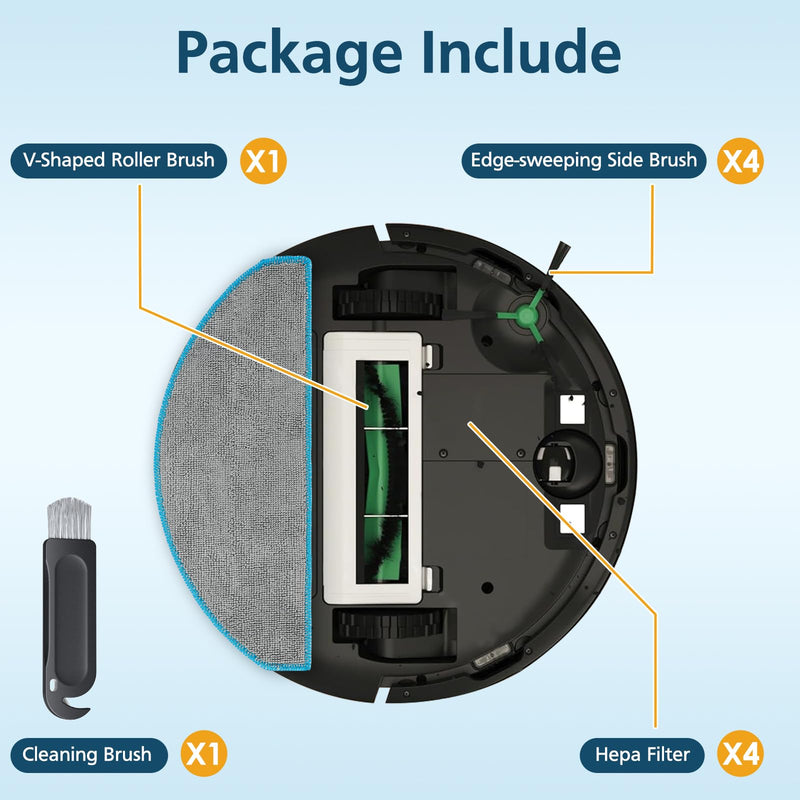 Y0140 Replacement Parts Accessories Compatible with iRobot Roomba 104/105 Vac & Combo, Y0140, Q0120, Y0110, Q011, Q0520 Robot Vacuum, 1 Roller Brush, 4 Hepa Filters, 4 Side Brush, 1 Cleaning Brushes 1+4+4+1