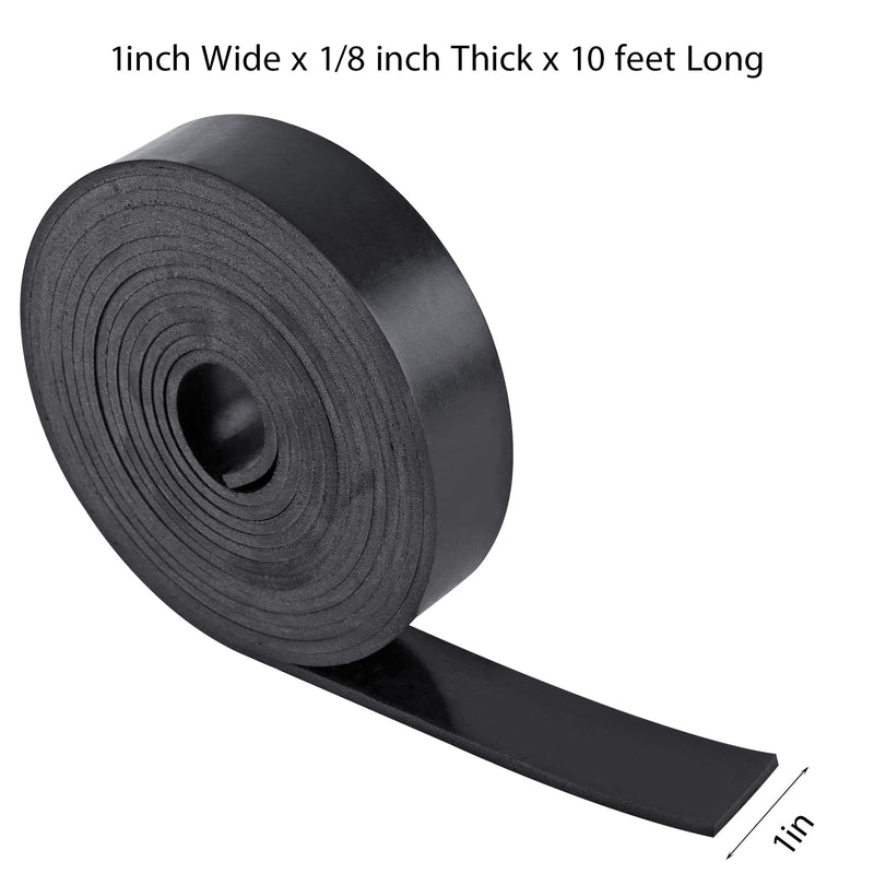 Neoprene Rubber Sheet - 1/8 Inch Thick x 1 Inch Wide x 10 Feet Long Neoprene Rubber Strips Rolls for DIY Gaskets, Pads, Seals, Crafts, Flooring, Cushioning of Anti-Vibration, Anti-Slip W:1In x T: 1/8In x L: 10Ft No Adhesive