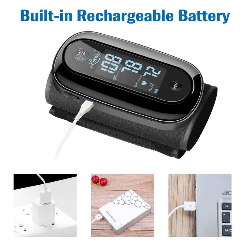 [Australia - AusPower] - Blood Pressure Monitor Upper Arm with One Piece Design, Digital BP Machine for Home Use with Cuff Size 9-14 Inch, Portable Meter, Built-in Battery 