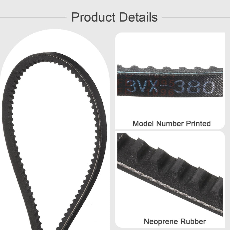[Australia - AusPower] - uxcell 3VX380 Rubber V-Belt, Raw Edge Cogged Industrial V Belt 38" Length x 0.38" Width x 0.32" Thickness 1 