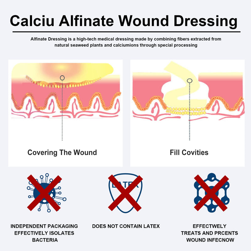 [Australia - AusPower] - Carbou Calcium Alginate Wound Dressing, 4'' x 4'' Patches,10 Individual Sterile Pads, Soft and Highly Absorbent Dressing Gauze, Non-Stick Padding 4x4 In (Pack of 10) 