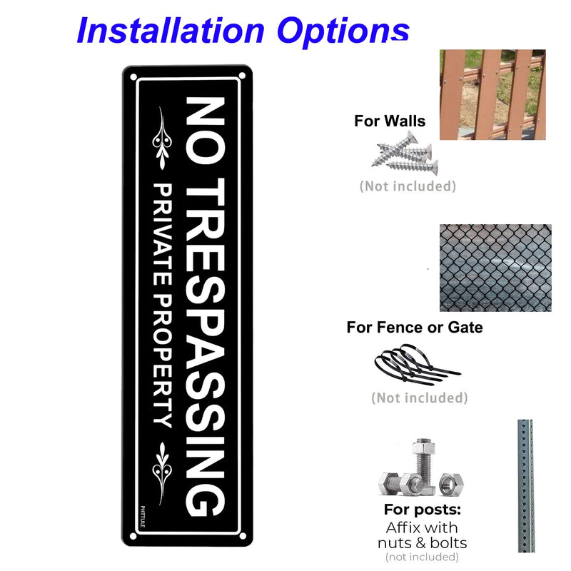 [Australia - AusPower] - No Trespassing Private Property Sign 2 Pack, 12 x 3 inches Sturdy Rust Free Aluminum Sign for Home and Business White and Black B2pc 