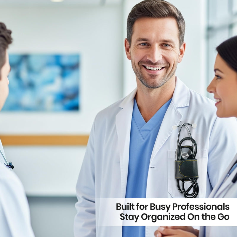 [Australia - AusPower] - Stethoscope Holder Clip for Scrubs with Pocket Protector – Stethoscope Accessories Gift for Nurses, Doctors, EMTs & Students – 2-in-1 Set Gift Ready & Designed to Prevent Scratches 