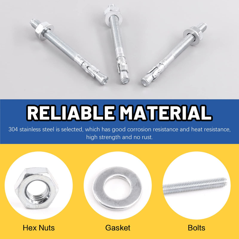 [Australia - AusPower] - Glarks 20Pcs 5/16" x 3-1/2" Wedge Anchors Zinc Plated Heavy Duty Fastener for Concrete 3/10" x 3-1/2"(20pcs) 