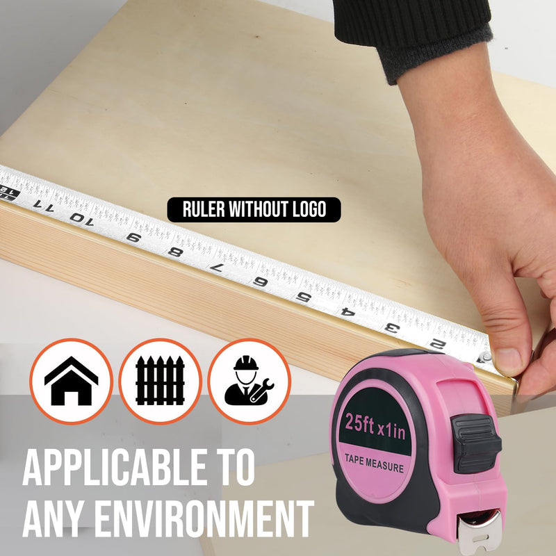 [Australia - AusPower] - Lichamp Pink Tape Measure 25 Feet, Measuring Tape 1 Pack 25ft x 1in with 1/8 Fractions 