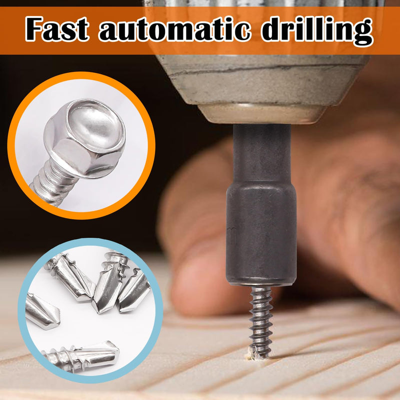 [Australia - AusPower] - weideer 200pcs #8×3/4" Self Tapping Screws for Metal Sheet Metal Screws 410 Stainless Steel Hex Washer Head Self Drilling Screws Quick Tapping Screw with Screwdriver Bit 
