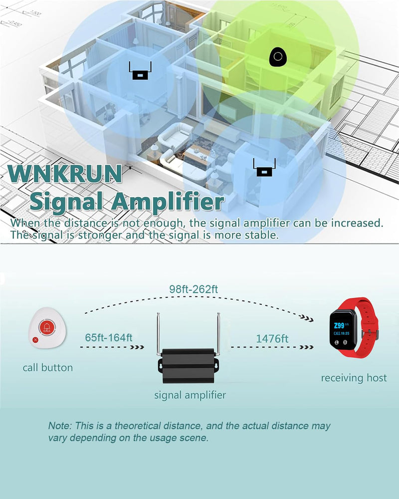Caregiver Pager Waiter Pager Wrist Watch,Rechargeable Waterproof Watch Receiver Only be Used Brand Products 1 red pager watch