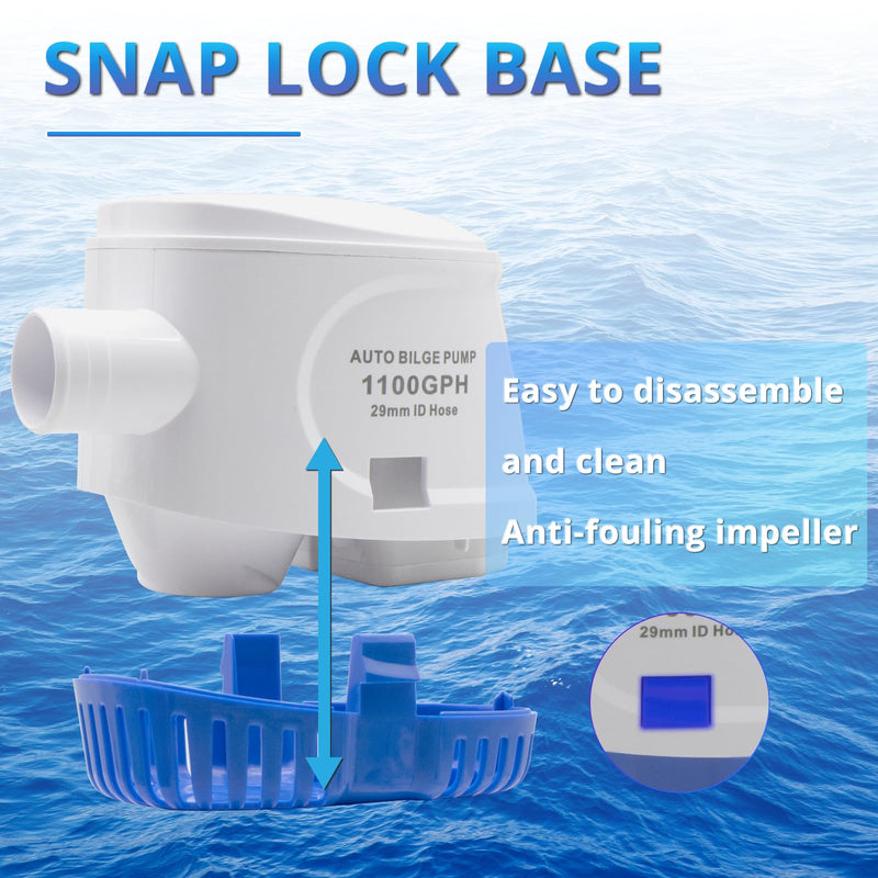 Automatic Water Pump 1100GPH，12V Bilge Pump，Equipped With Internal Floating Switch, Suitable For Submarines, Basement Puddles, And Fishing Boats 1100GPH Automatic Pump