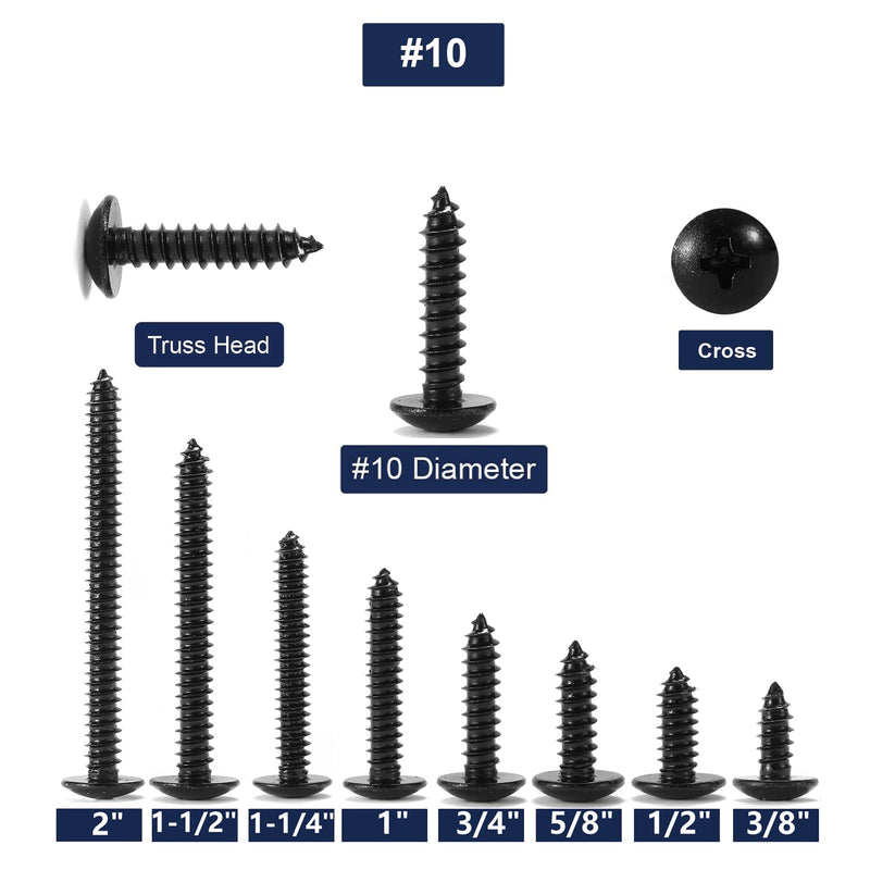 [Australia - AusPower] - #10 x 3/4" Wood Screw 100Pcs Truss Head Phillips 18-8 (304) Stainless Steel Fast Self Tapping Screws Black Oxide by SG TZH #10 x 3/4" 
