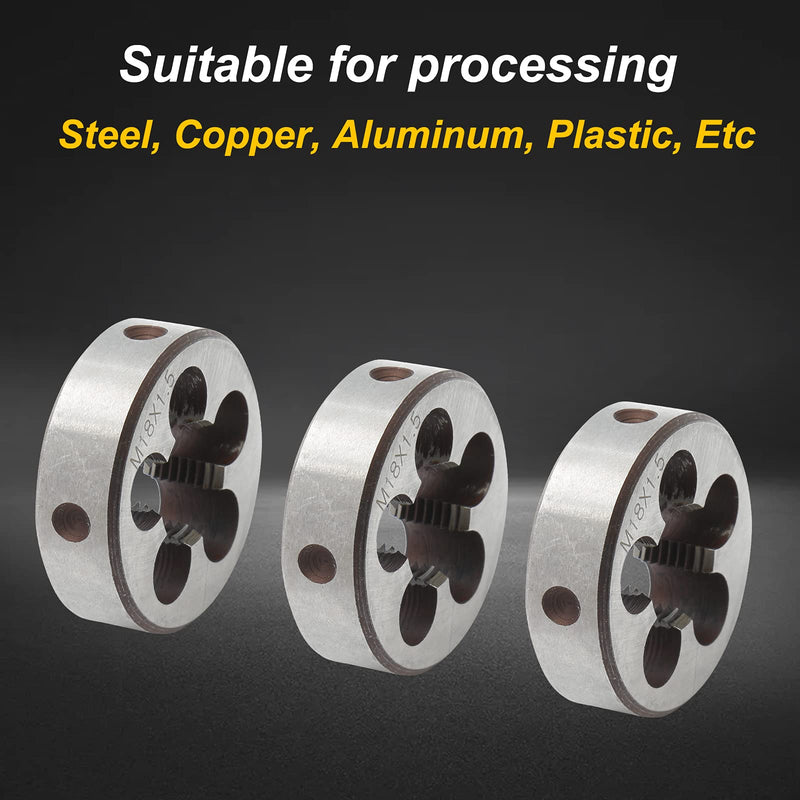 [Australia - AusPower] - M18 x 1.5 Metric Right Hand Thread Die for Threading, 18mm Thread & 1.5mm Pitch, Alloy Steel M18 x 1.5 