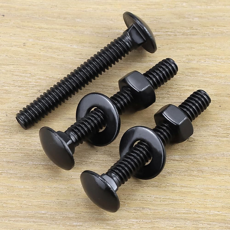 [Australia - AusPower] - 3/8-16 x 2 (10 Sets) Carriage Bolts Black, 304 (18/8) Stainless Steel Carriage Screws with Hex Nuts and Flat Washers, Square Neck Round Dome Head, Coarse Thread 3/8-16 x 2" 