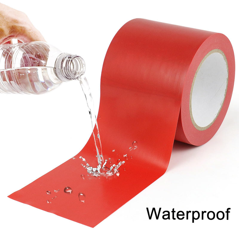 BOMEI PACK Floor Marking Tape 4 Inch x 108FT Red Warning Safety Stripe Tape for Walls, Floors, Pipes, Warterproof Caution Tape Ideal for Marking Hazardous Areas, Equipment