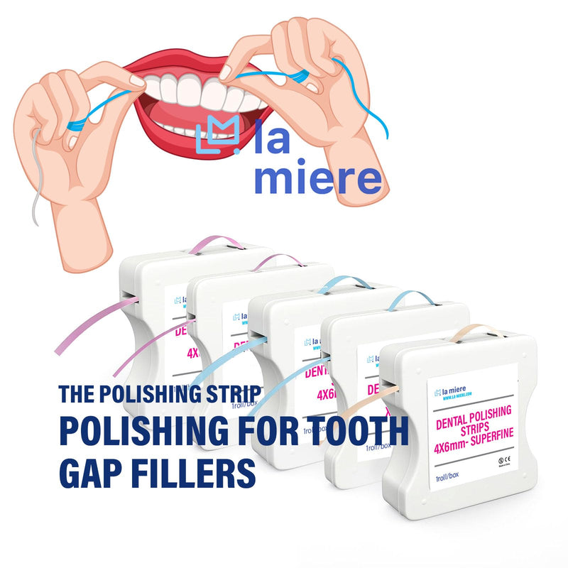 [Australia - AusPower] - LA MIERE 4mm x 6M Dental Polishing Strips, Abrasive Finishing, Interproximal Teeth Cleaning Care, Whitening Polish Strips, Deep Sanding and Grinding (Fine, 1Box) Fine 4mm width 