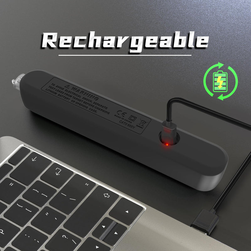 [Australia - AusPower] - BSIDE Voltage Tester, Non-Contact with 3-Phase Rotation Indicator & Signal Percentage, Rechargeable AC Electrical Voltage Detector Pen, High/Low Sensitivity with 6 Ranges, 3-Mode Alarm with Analog Bar 