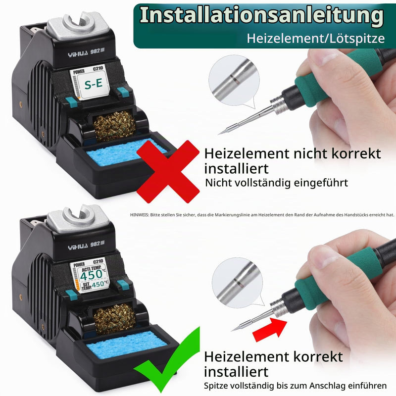 YIHUA 982-III Precise Soldering Station Kit C210 - Compatible with 3 C210 Soldering Tips, Lead Free Solder Wire, Sleep Mode, Automatic Standby, Tip Change Slots, Full Color Display