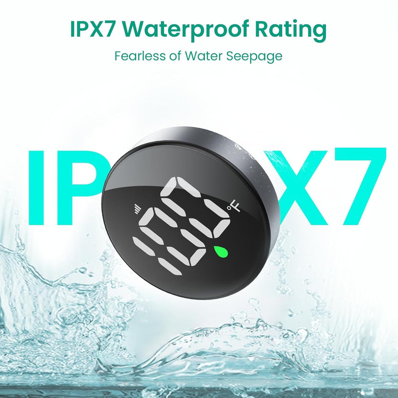 [Australia - AusPower] - MX08 Wireless Shower Temperature Monitor for Shower Stalls, Heads & Systems | Hydro-Powered Sensor, IPX7 Waterproof Adjustable Display | Real-Time Tracking 