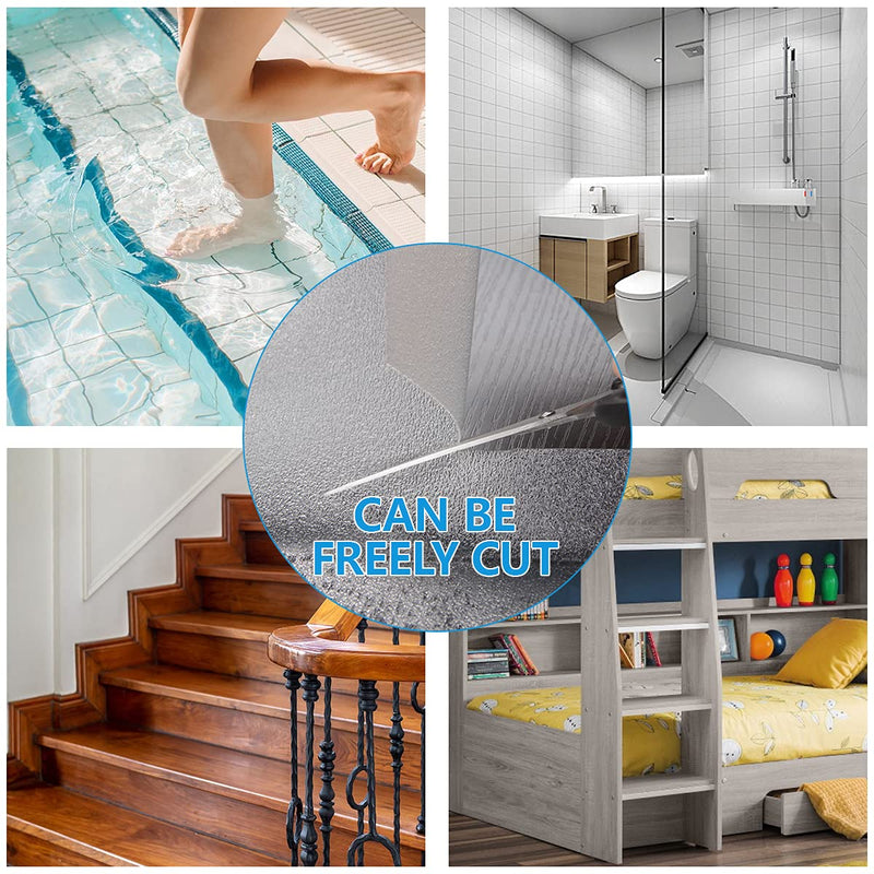 Non Slip Stair Treads 6’’ x 32’’, 5 Pack Pre-Cut Transparent Anti Slip Strips, Waterproof and High Viscosity, Adds Non Slip Traction to Floor, Bathroom, Safety for Kids, Elders and Pets 6" x 32"