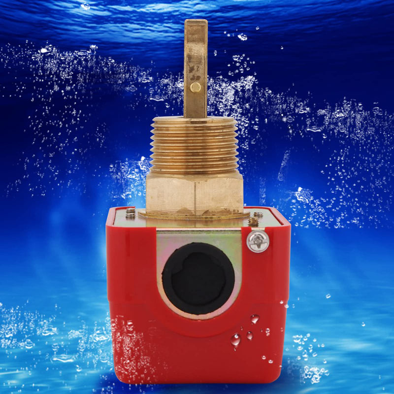 [Australia - AusPower] - Water Paddle Flow Control Switch, AC250V 10Bar BrassLiquid Water Sensor Controller NPT Thread Connection Automatic Paddle Type Flow Switch Red 1pc 