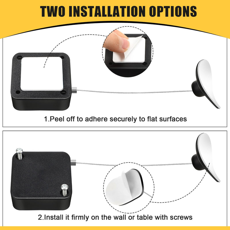 Mimorou 12 Pcs 6.5 ft Retractable Security Cable Lock with Double Sided Adhesive and Screws TV Remote Control Tether Cord Leash Anti Lost Rope Security Lanyard Lock for TV Tablets Showroom