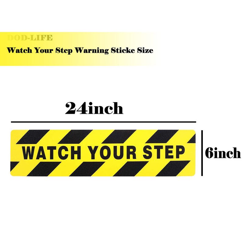 4 Pieces 6 by 24 Inches Watch Your Step Warning Sticker Adhesive Tape Anti Slip Abrasive Tape for Workplace Safety Wet Floor Caution