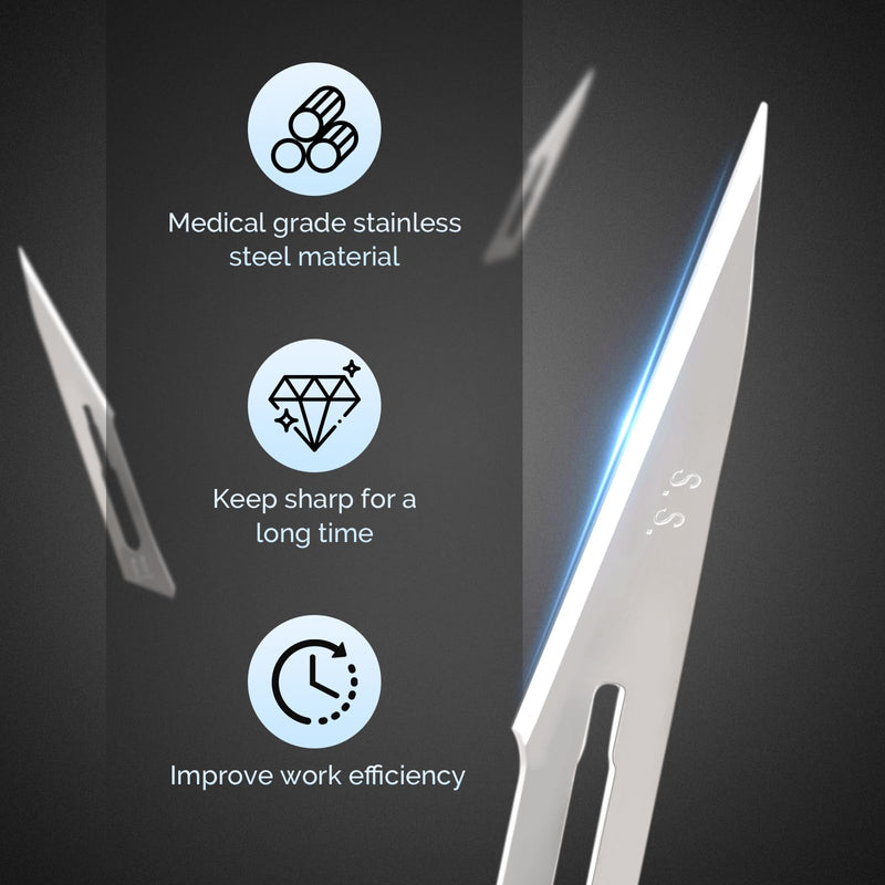 [Australia - AusPower] - JMU 100pcs Sterile Surgical Blades #10, Stainless Steel Scalpel Blades, Individually Foil Wrapped 