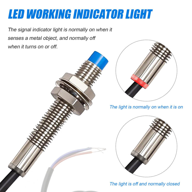 [Australia - AusPower] - 5Pcs NC Normally Close NPN Inductive Proximity Sensor Switch, M8 Detector 2mm DC6V-36V 3 Wire LJ8A3-2-Z/AX, Replace for Automotive Manufacturing Robotics 