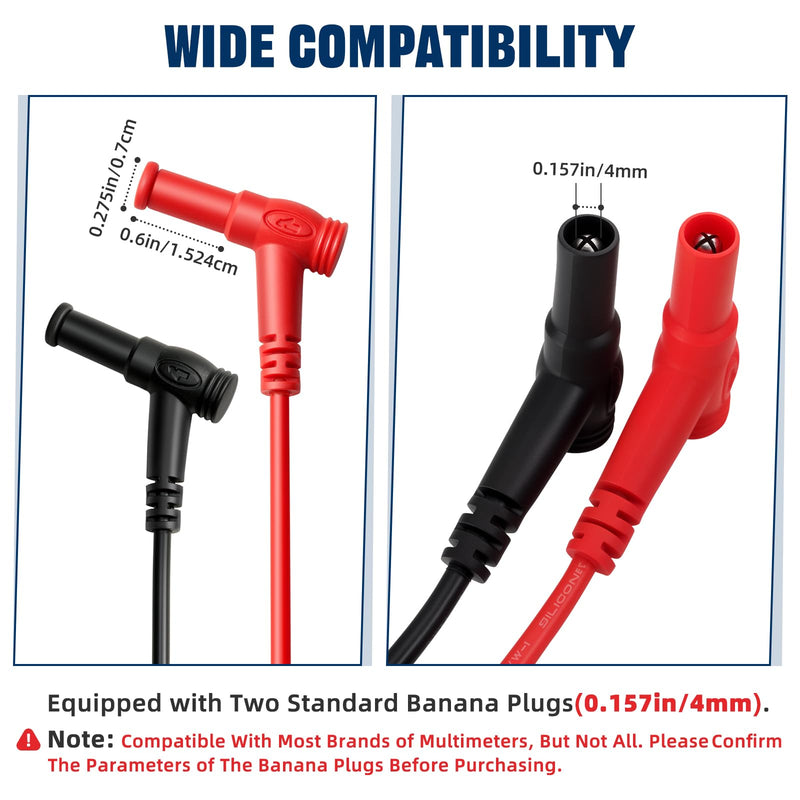 [Australia - AusPower] - Professional Multimeter Test Leads 1000V 20A 40.5in, Heavy Duty Silicone Test Leads with Ultra-Hard Gold-Plated Test Probes, 0.16in/4mm Banana Plugs for Fluke/AstroAI/INNOVA/Klein Multimeter 
