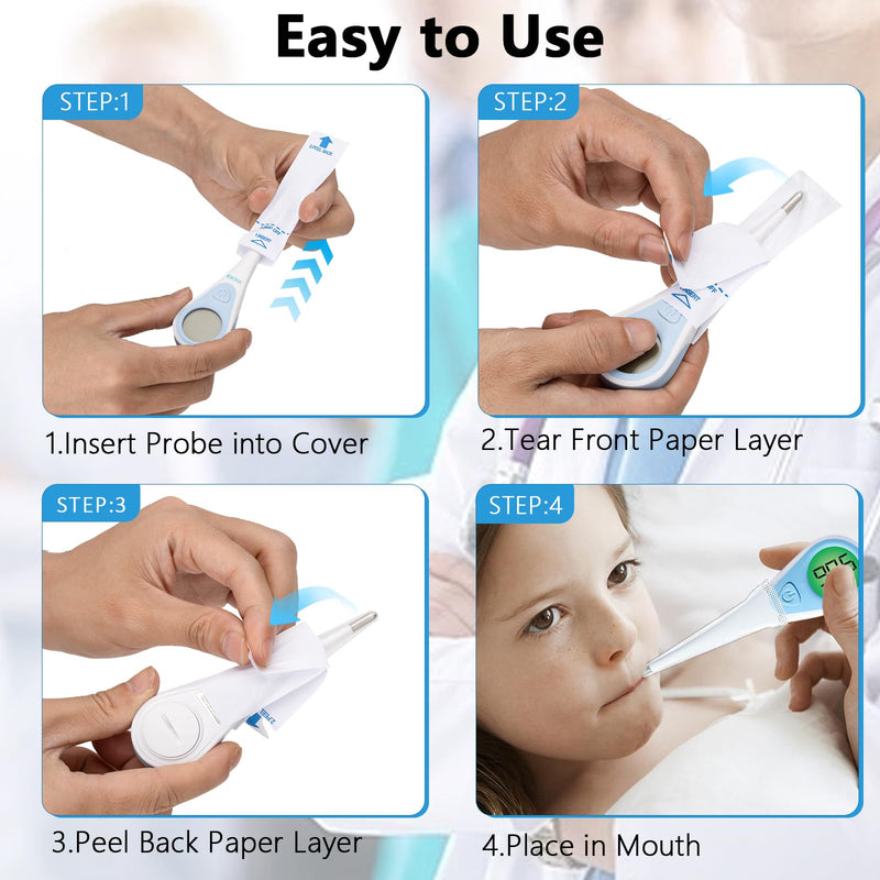 [Australia - AusPower] - 100 Pack Thermometer Probe Covers Compatible with Vicks - Disposable Thermometer Sleeves, Convenient to Use and Enhance Comfort, Clear Temperature Sheath Sleeves for Oral and Rectal 