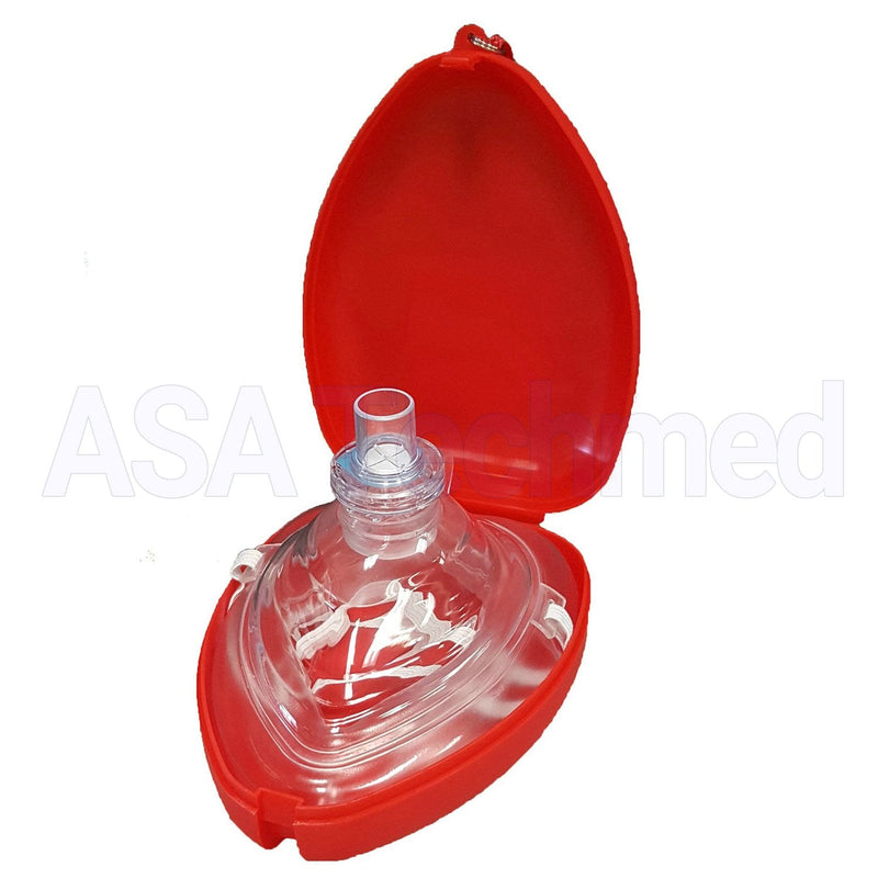 [Australia - AusPower] - ASA TECHMED Medical First Aid CPR Mask for Adult/Kids Pocket Resuscitator with One-Way Valve  Hard Case with Wrist Strap, Gloves, Wipes and 2 Keychain CPR Face Shield Approved 