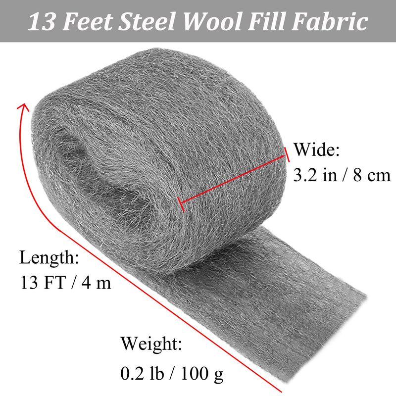 [Australia - AusPower] - 2Pack Steel Wool Pads for Mice Control, Fill Fabric DIY Kit, Coarse Wire Mesh Roll Hole Filler for Mouse, Hardware Cloth Gap Blocker for Holes/Wall Cracks/Pipeline/Siding/Vents in Garden House (13FT) 2-Pack 