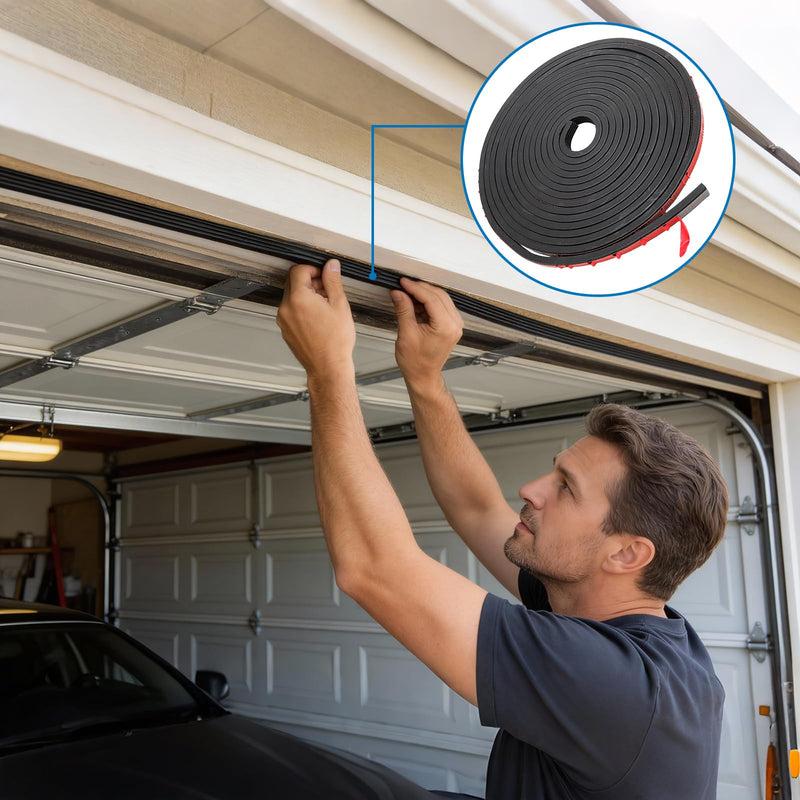 Covzoe 33FT Weather Stripping Seal Strip, Self-Adhesive EPDM Form Rubber Weatherproof Tape for Doors and Windows, Door Gap Filler Noise Insulation for Garage, RV, Truck, Auto, W:0.63", Th:0.37"