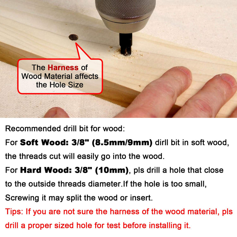 40 Pack Threaded Insert Nutsert, 1/4"-20 x 15mm Screw in Nut Threaded Wood Inserts, for Wood Furniture(with 1/4" Allen Wrench) Silver