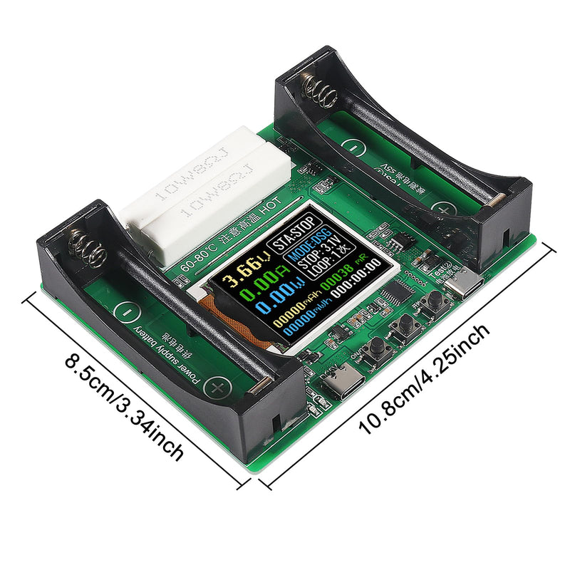 [Australia - AusPower] - 1Pcs Type-C 18650 Battery Capacity Tester Lithium Battery Internal Resistance Digital Display Detector 1-Channel Automatic Charge Discharge Module for Flat Ends 18650 Batteries 