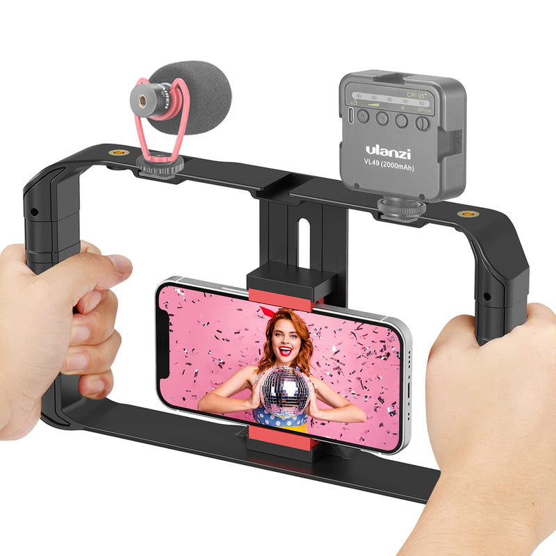[Australia - AusPower] - ULANZI U Rig Pro Smartphone Video Rig, Filmmaking Vlogging Case, Phone Video Stabilizer Grip Tripod Mount for Videomaker Film-Maker Video-grapher with Cold Shoe Mount for iPhone Samsung and More Black 