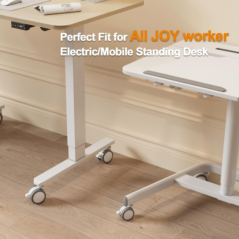 [Australia - AusPower] - JOY worker Lockable Stem Caster Wheels Set of 4, Metric M8 Nylon Threaded Swivel Caster, 2.5 Inch Stem Casters Replacement for Standing Desk & Mobile Desk, Each Load Capacity 110lbs, White 
