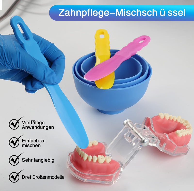 Dental Optispatel Material Mixing Bowl with 3-Colour Spatula / Plastic Spatula | Plastic spatulas for alginate casts and plaster materials, 6 pieces