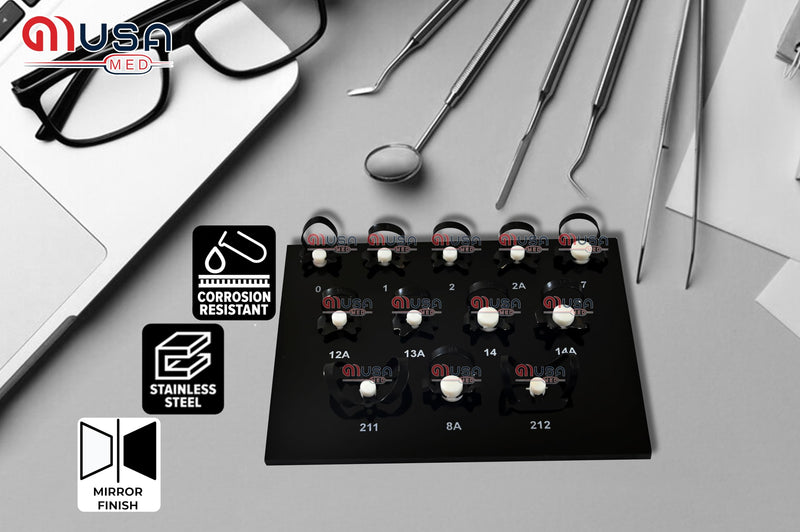 [Australia - AusPower] - Set of 12 Endodontic Rubber Dam Clamp Black Anti-reflection Finish Ideal For Laser operating with Black Plastic Tray Premium Grade Stainless Steel Restorative Dental (Matte Black) Matte Black 