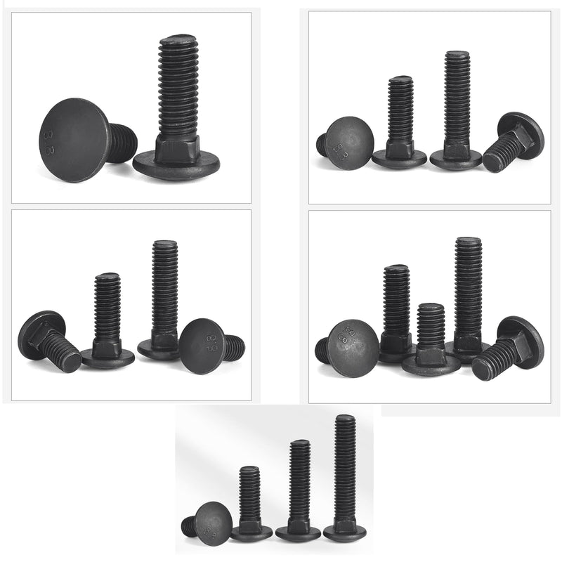 [Australia - AusPower] - 20 Sets Carriage Bolts Screws, (1/4-20 x 2) Round Head, Square Neck, with (Hex Nuts & Flat Washers), 304 Stainless Steel, Galvanizing (Black) (1/4-20 x 2") 