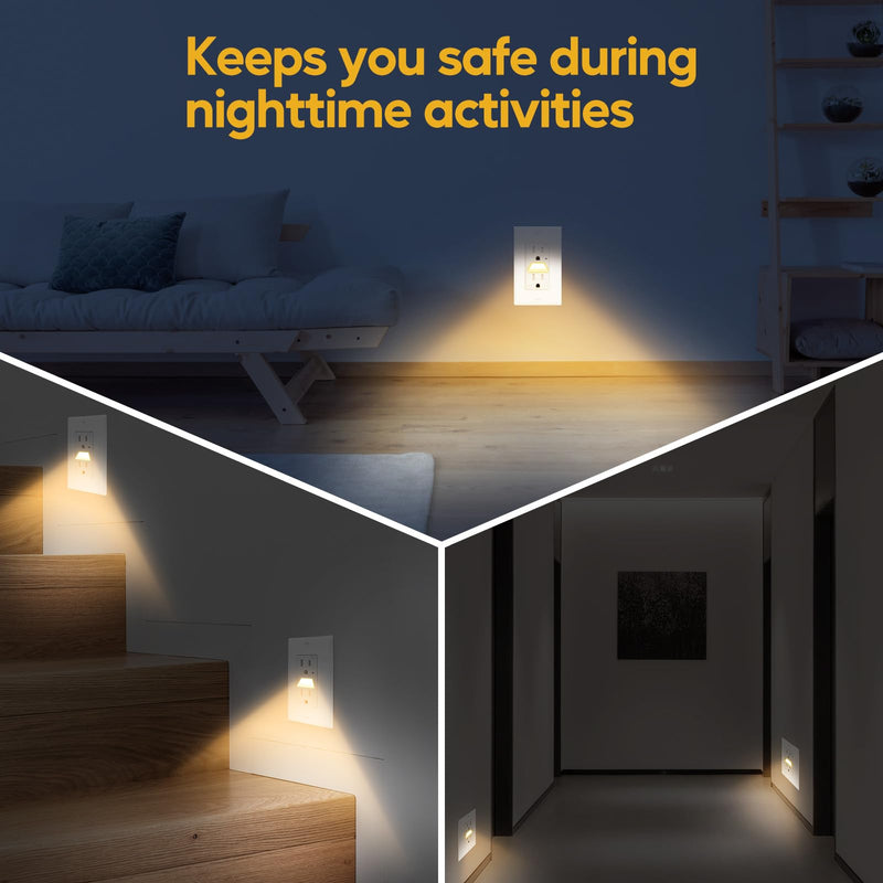 5 Pack 15A Outlet with Night Light 2-in-1, Auto Dusk to Dawn TR ETL | Tamper-Resistant Wall Outlet with Auto LED Night Light, 0.1W Energy Efficient for Bedroom Hallway Kitchen Bathroom 5
