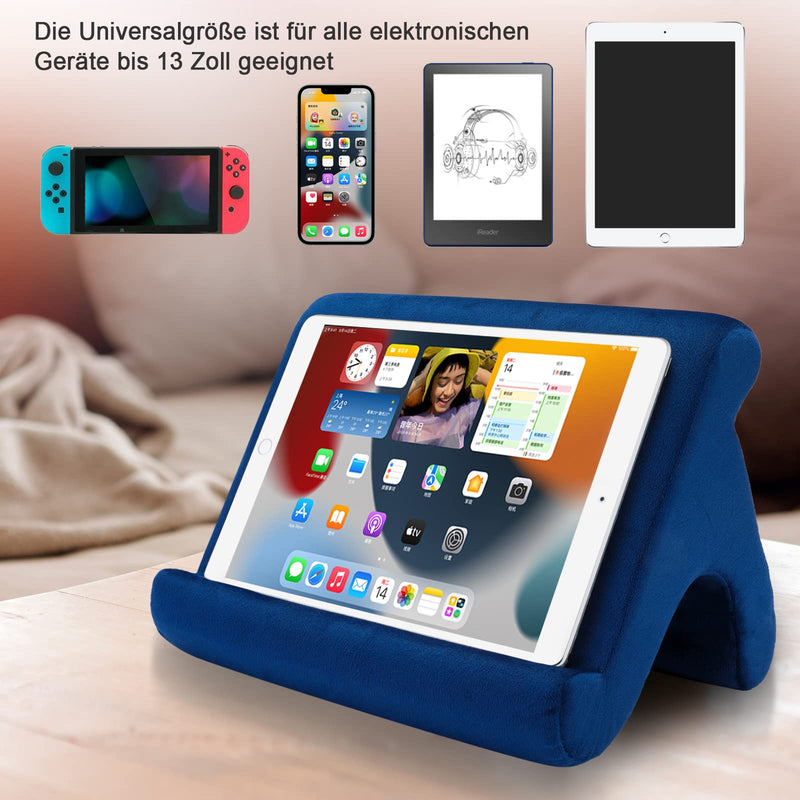 [Australia - AusPower] - Tablet Pillow Stand Holder Dock for Bed with 3 Viewing Angles , Compatible with all tablets ,Phones and iPad Pro 9.7, 10.5,12.9 Air Mini 4 3, Kindle, E-Reader and books(Navy) Navy 