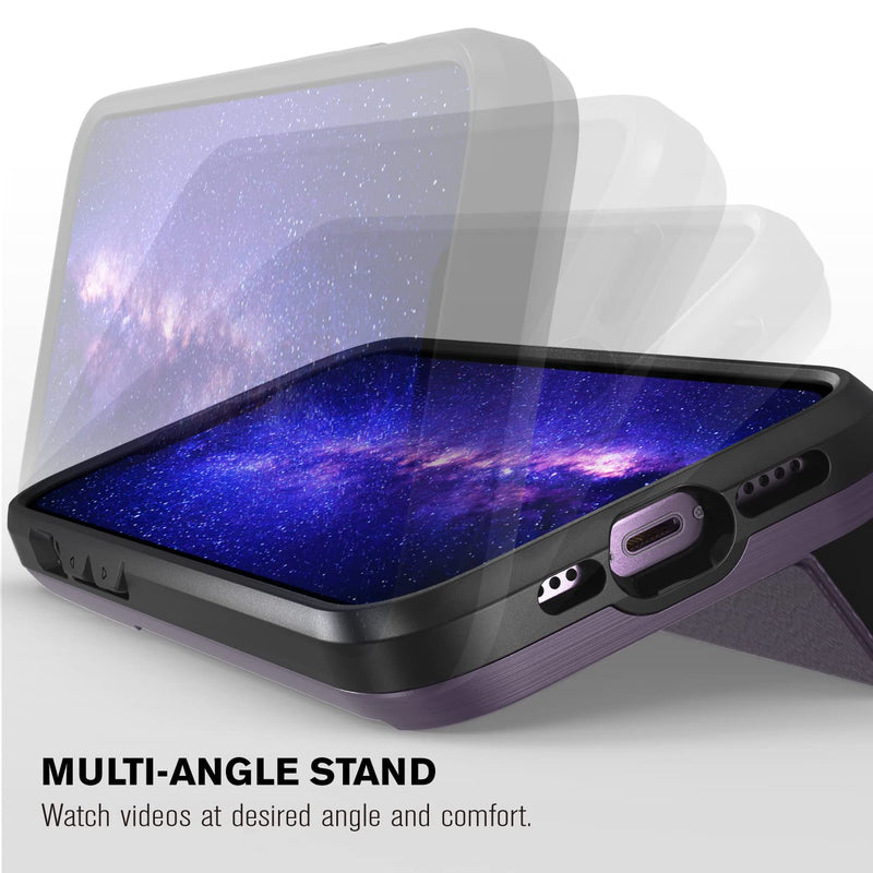 [Australia - AusPower] - VENA vCommute Wallet Case Compatible with Apple iPhone 14 Pro Max (6.7"), (Military Grade Drop Protection) Flip Leather Cover Card Slot Holder with Kickstand - Deep Purple/Black 